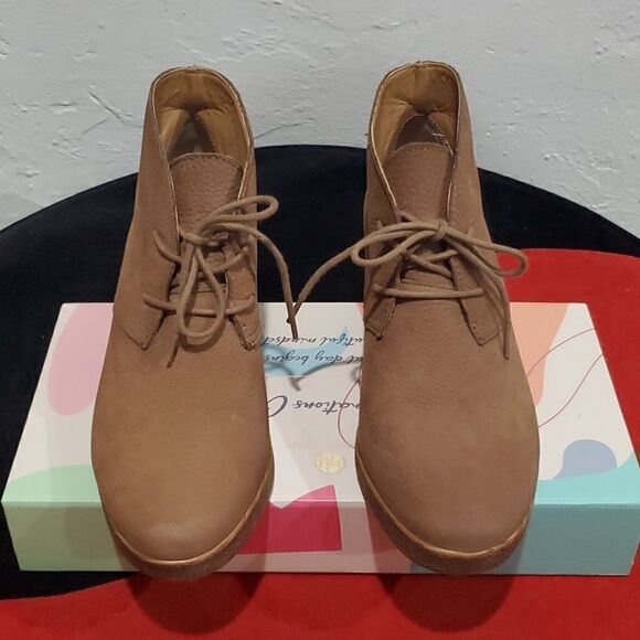 Lucky Brand Leather Wedge Junes Ankle  Boots in Tan Size 7M - Picture 3 of 13